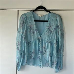 NWOT Flowy Floral Chiffon Blouse